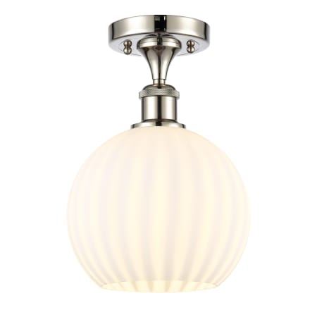 A large image of the Innovations Lighting 516-1C-12-8 White Venetian Semi-Flush Polished Nickel