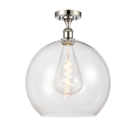 A large image of the Innovations Lighting 516-1C-18-14 Athens Semi-Flush Polished Nickel / Clear