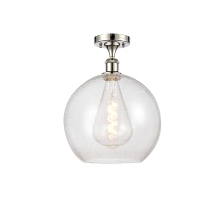 A large image of the Innovations Lighting 516-1C-17-12 Athens Semi-Flush Polished Nickel / Seedy