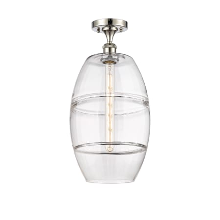 A large image of the Innovations Lighting 516-1C-20-10 Vaz Semi-Flush Polished Nickel / Clear