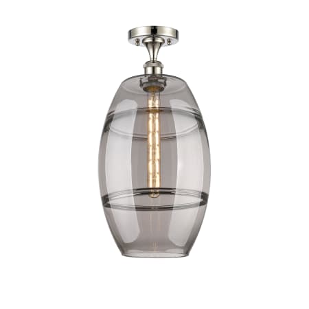 A large image of the Innovations Lighting 516-1C-20-10 Vaz Semi-Flush Polished Nickel / Smoked