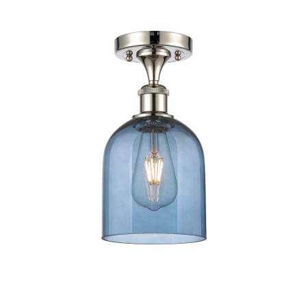 A large image of the Innovations Lighting 516-1C-11-6 Bella Semi-Flush Polished Nickel / Blue