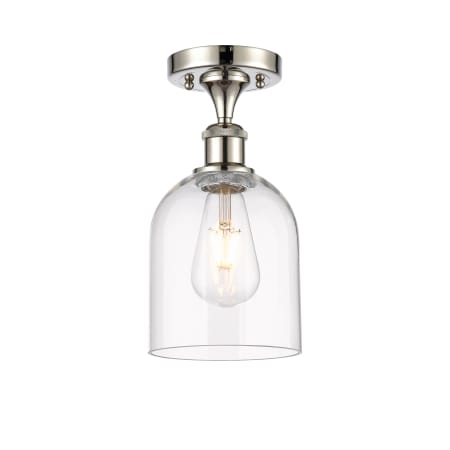 A large image of the Innovations Lighting 516-1C-11-6 Bella Semi-Flush Polished Nickel / Clear