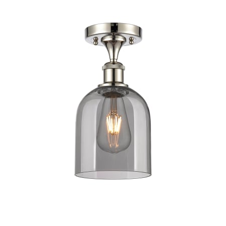 A large image of the Innovations Lighting 516-1C-11-6 Bella Semi-Flush Polished Nickel / Smoked