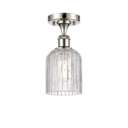 A large image of the Innovations Lighting 516-1C-11-5 Bridal Veil Semi-Flush Polished Nickel