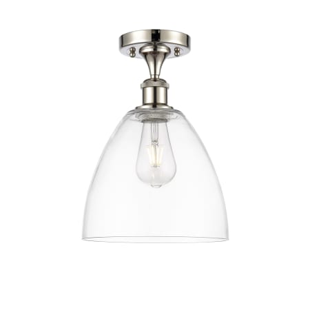 A large image of the Innovations Lighting 516-1C-13-9 Bristol Semi-Flush Polished Nickel / Clear