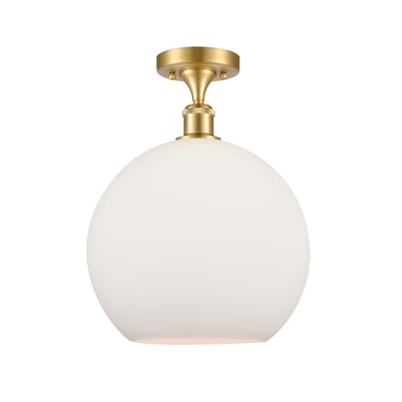A large image of the Innovations Lighting 516-1C-17-12 Athens Semi-Flush Satin Gold / Matte White