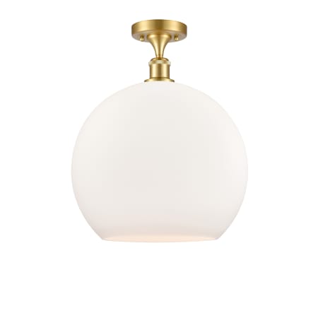 A large image of the Innovations Lighting 516-1C-19-14 Athens Semi-Flush Satin Gold / Matte White