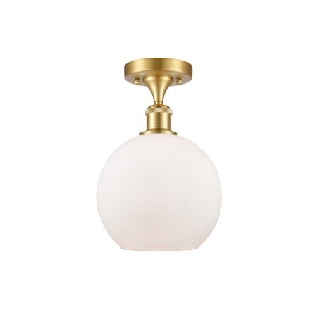 A large image of the Innovations Lighting 516-1C-13-8 Athens Semi-Flush Satin Gold / Matte White