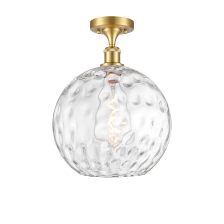 A large image of the Innovations Lighting 516-1C-17-12 Athens Semi-Flush Satin Gold / Clear Water Glass
