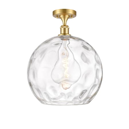 A large image of the Innovations Lighting 516-1C-17-14 Athens Semi-Flush Satin Gold / Clear Water Glass