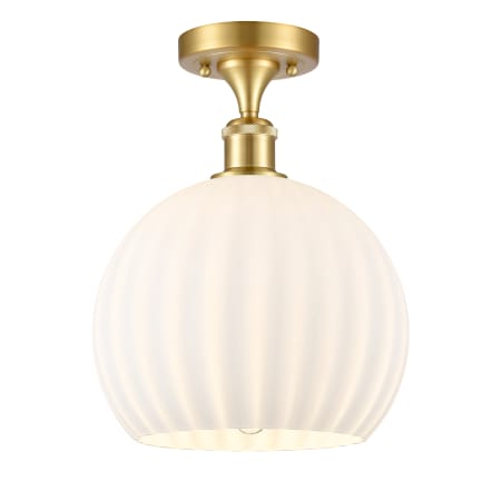 A large image of the Innovations Lighting 516-1C-13-10 White Venetian Semi-Flush Satin Gold