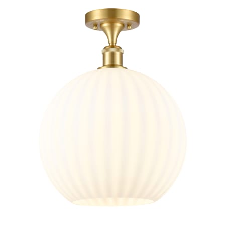 A large image of the Innovations Lighting 516-1C-15-12 White Venetian Semi-Flush Satin Gold