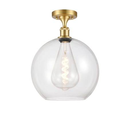 A large image of the Innovations Lighting 516-1C-16-12 Athens Semi-Flush Satin Gold / Clear