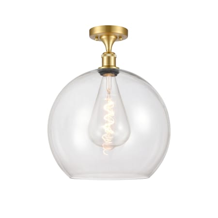 A large image of the Innovations Lighting 516-1C-18-14 Athens Semi-Flush Satin Gold / Clear