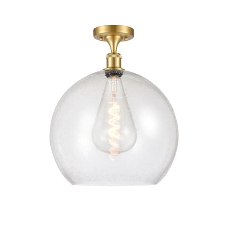 A large image of the Innovations Lighting 516-1C-19-14 Athens Semi-Flush Satin Gold / Seedy