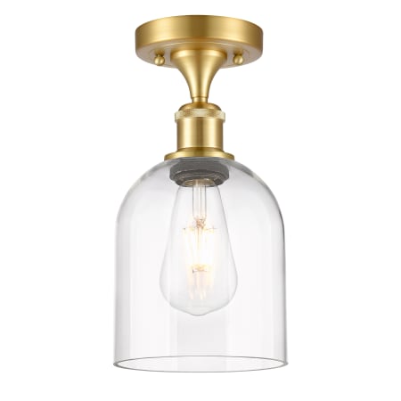 A large image of the Innovations Lighting 516-1C-11-6 Bella Semi-Flush Satin Gold / Clear