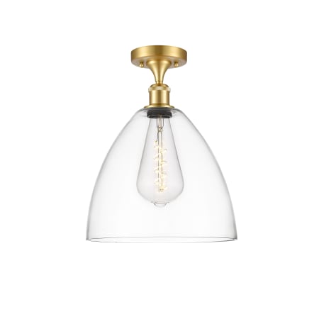 A large image of the Innovations Lighting 516-1C-15-12 Bristol Semi-Flush Satin Gold / Clear