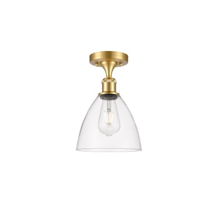 A large image of the Innovations Lighting 516-1C-11-8 Bristol Semi-Flush Satin Gold / Clear