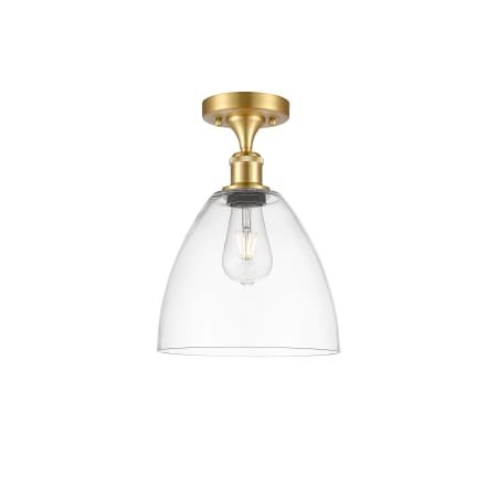 A large image of the Innovations Lighting 516-1C-13-9 Bristol Semi-Flush Satin Gold / Clear