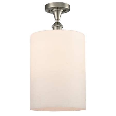 A large image of the Innovations Lighting 516-1C Large Cobbleskill Brushed Satin Nickel / Matte White