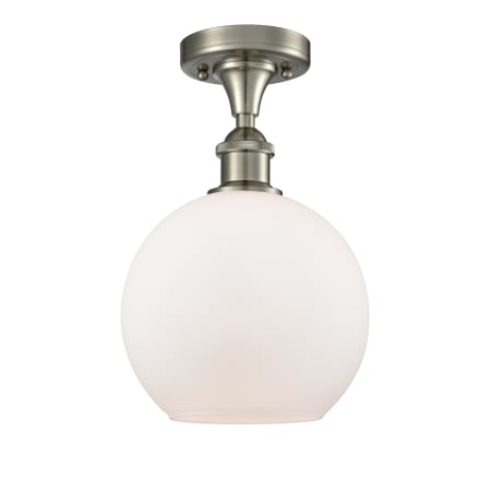 A large image of the Innovations Lighting 516-1C-13-8 Athens Semi-Flush Brushed Satin Nickel / Matte White