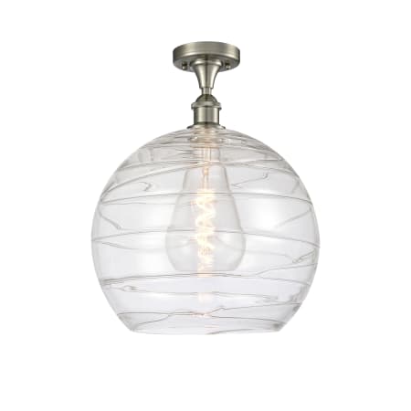 A large image of the Innovations Lighting 516-1C-17-14 Athens Semi-Flush Brushed Satin Nickel / Clear Deco Swirl