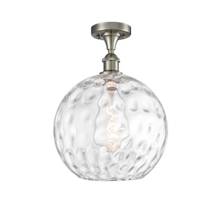 A large image of the Innovations Lighting 516-1C-17-12 Athens Semi-Flush Brushed Satin Nickel / Clear Water Glass