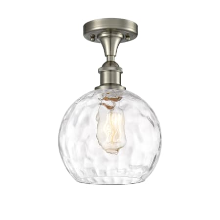 A large image of the Innovations Lighting 516-1C-13-8 Athens Semi-Flush Brushed Satin Nickel / Clear Water Glass