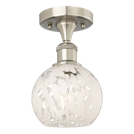 A large image of the Innovations Lighting 516-1C-10-6 White Mouchette Semi-Flush Brushed Satin Nickel