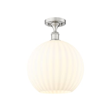 A large image of the Innovations Lighting 516-1C-15-12 White Venetian Semi-Flush Brushed Satin Nickel