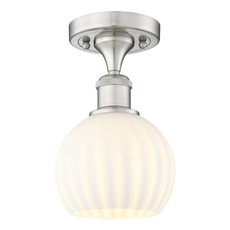 A large image of the Innovations Lighting 516-1C-10-6 White Venetian Semi-Flush Brushed Satin Nickel