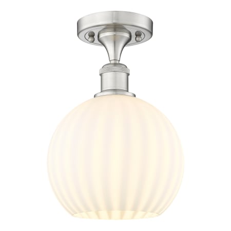 A large image of the Innovations Lighting 516-1C-12-8 White Venetian Semi-Flush Brushed Satin Nickel