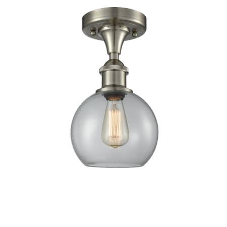 A large image of the Innovations Lighting 516-1C-13-8 Athens Semi-Flush Brushed Satin Nickel / Clear