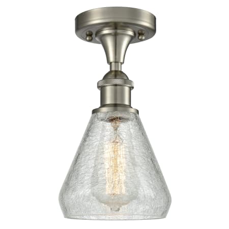 A large image of the Innovations Lighting 516-1C Conesus Brushed Satin Nickel / Clear Crackle