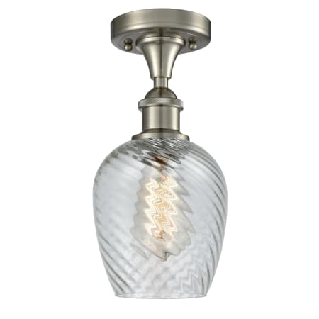 A large image of the Innovations Lighting 516-1C Salina Brushed Satin Nickel / Clear Spiral Fluted