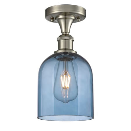 A large image of the Innovations Lighting 516-1C-11-6 Bella Semi-Flush Brushed Satin Nickel / Blue