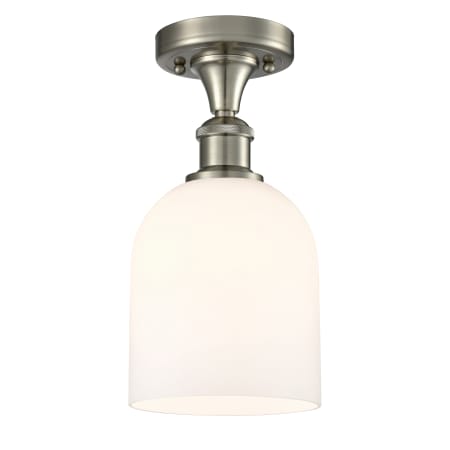 A large image of the Innovations Lighting 516-1C-11-6 Bella Semi-Flush Brushed Satin Nickel / White