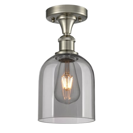 A large image of the Innovations Lighting 516-1C-11-6 Bella Semi-Flush Brushed Satin Nickel / Smoked