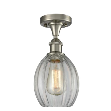 A large image of the Innovations Lighting 516-1C Eaton Brushed Satin Nickel / Clear Fluted