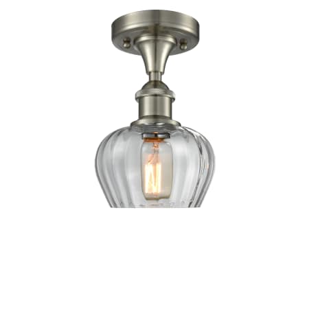 A large image of the Innovations Lighting 516-1C Fenton Brushed Satin Nickel / Clear Fluted