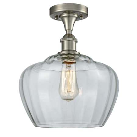 A large image of the Innovations Lighting 516-1C Large Fenton Brushed Satin Nickel / Clear