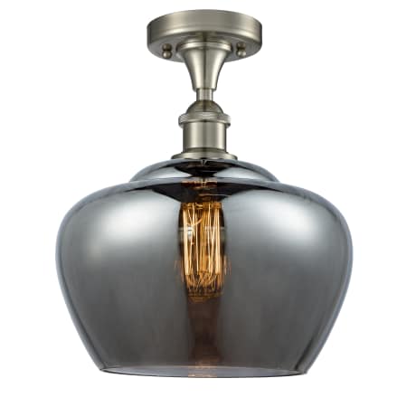 A large image of the Innovations Lighting 516-1C Large Fenton Brushed Satin Nickel / Plated Smoked