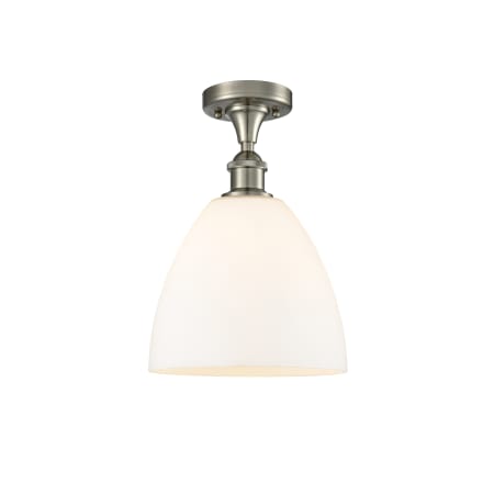 A large image of the Innovations Lighting 516-1C-13-9 Bristol Semi-Flush Brushed Satin Nickel / Matte White