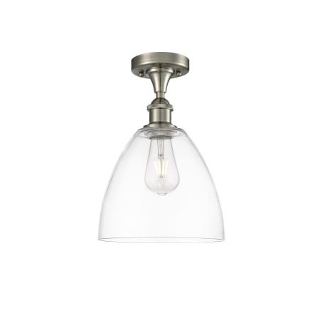 A large image of the Innovations Lighting 516-1C-13-9 Bristol Semi-Flush Brushed Satin Nickel / Clear