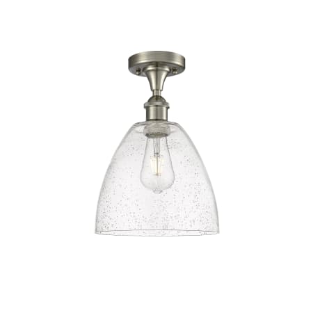 A large image of the Innovations Lighting 516-1C-13-9 Bristol Semi-Flush Brushed Satin Nickel / Seedy