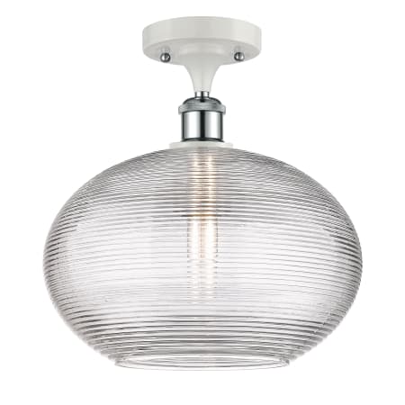 A large image of the Innovations Lighting 516-1C-12-12 Ithaca Semi-Flush White Polished Chrome