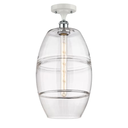 A large image of the Innovations Lighting 516-1C-20-10 Vaz Semi-Flush White Polished Chrome / Clear