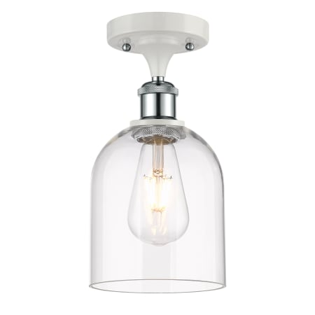 A large image of the Innovations Lighting 516-1C-11-6 Bella Semi-Flush White Polished Chrome / Clear