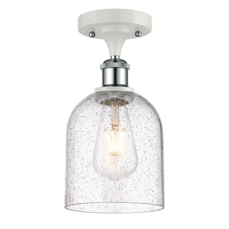 A large image of the Innovations Lighting 516-1C-11-6 Bella Semi-Flush White Polished Chrome / Seedy